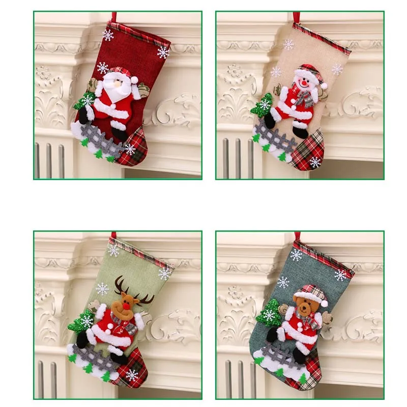 Большие рождественские чулки Санта лося ткань подарочные носки Рождественский