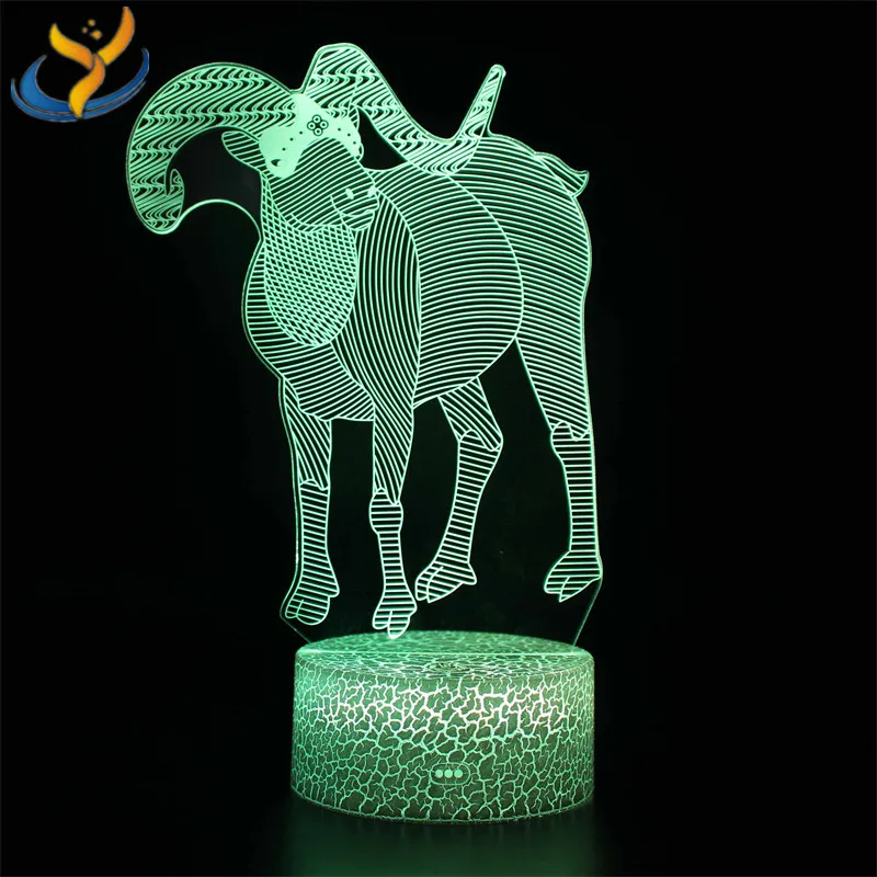 Креативный ночник с рисунком зодиака и животного 3D цветной сенсорный пульт