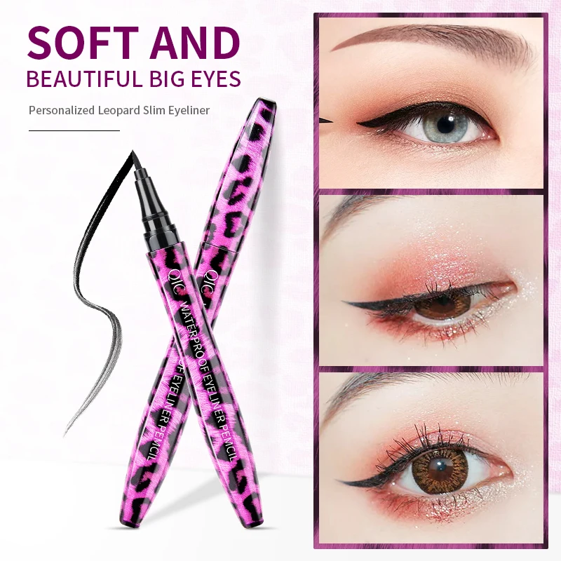QIC подводка для глаз с леопардовым принтом карандаш черная жидкая водостойкая