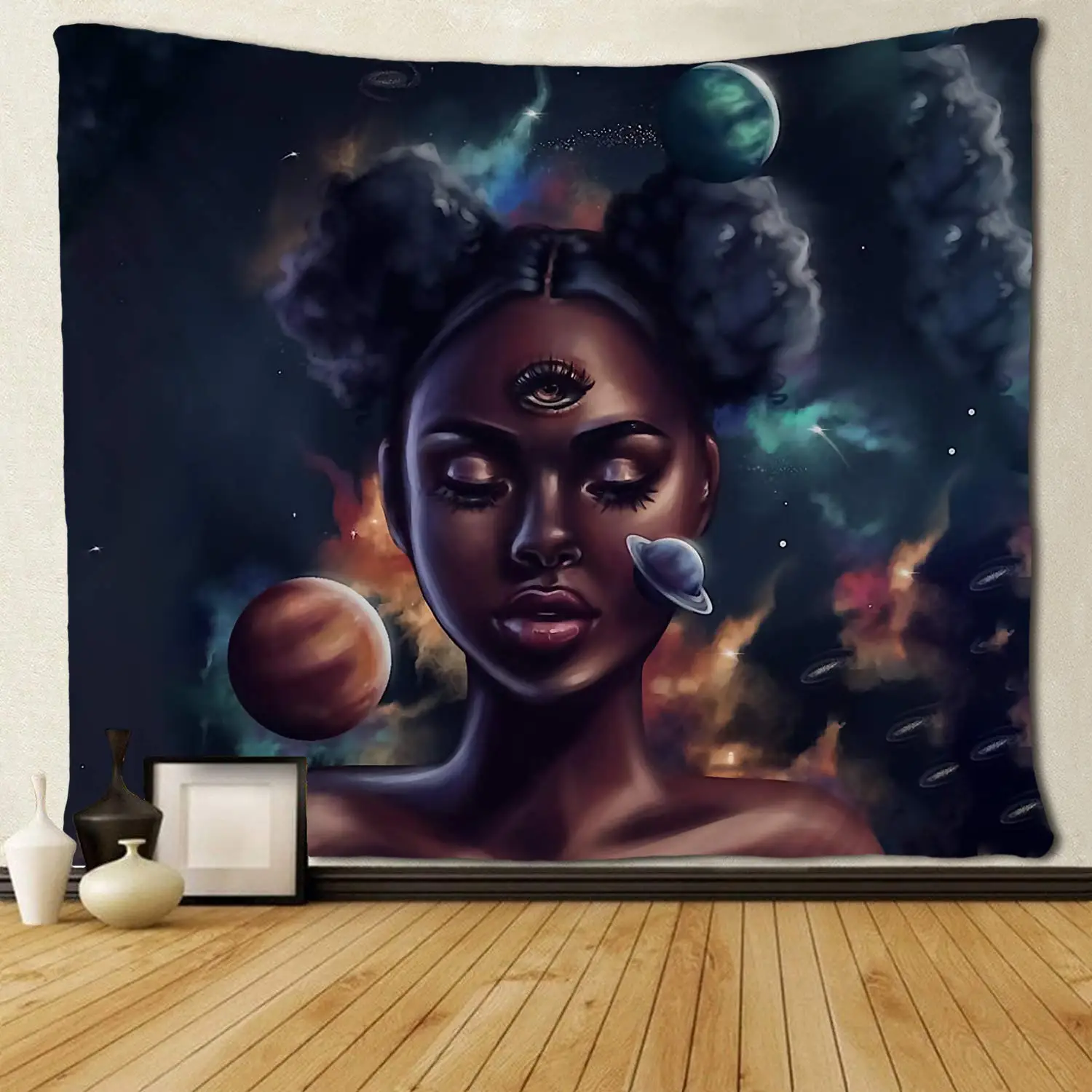 

Afro Girls Black Girl Afican American in Galaxy Tapestries Wall