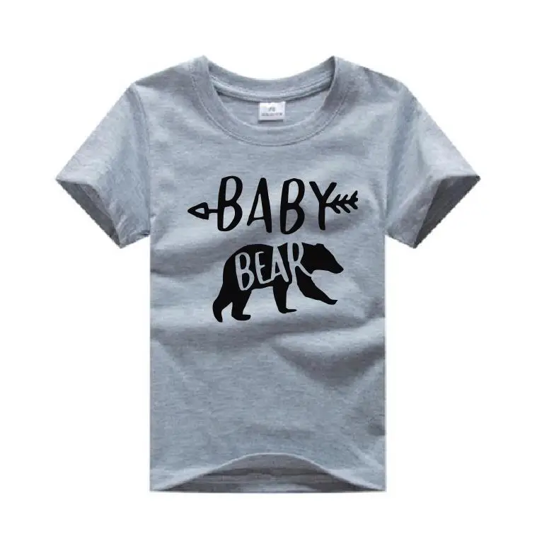 gray t KIDS BABY Одинаковые футболки для всей семьи с изображением медведя, мамы, медведя, папы, медведя, футболки, повседневные футболки с короткими рукавами для маленьких девочек, хлопковые футболки, Прямая поставка - Цвет: gray t KIDS BABY