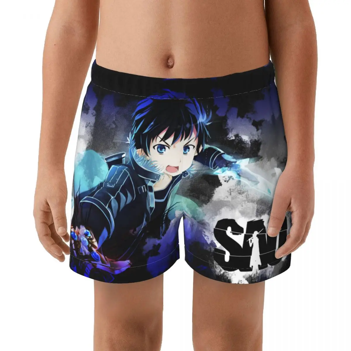 

Sword Art Online Shorts boy Quick Dry Swimwear Swimsuits Swim Boxer Trunks Surf Board Shorts With belt Summer Beach Shorts