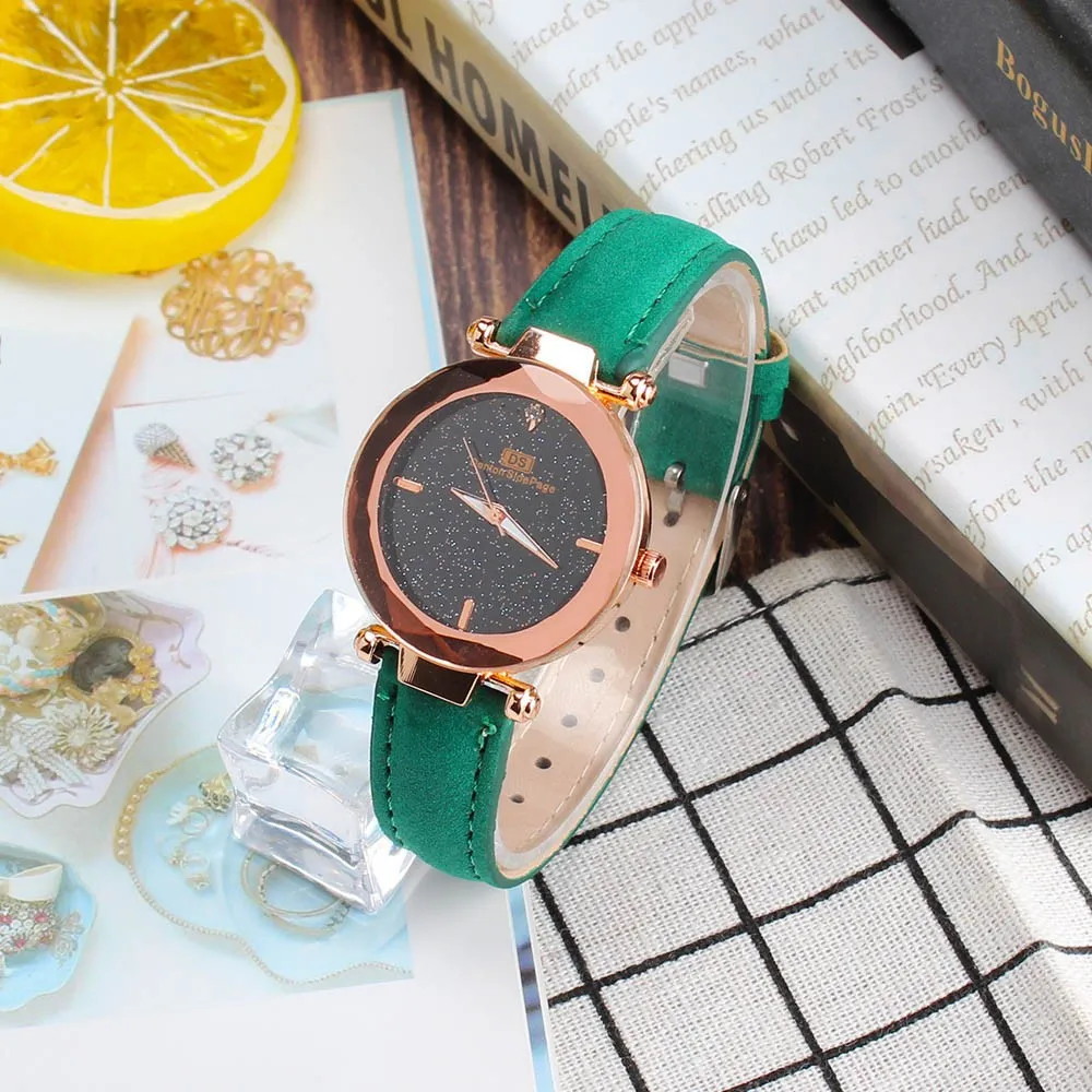 

Fashion Korean Rhinestone Blue Ladies Quartz Watch Female Belt Watch Women's Watches Fashion Clock Watch Women Watches Relogio