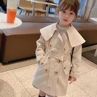 girls windbreaker korean jacket childrens clothing 2021 new solid color baby mid length childrens spring autumn jacket