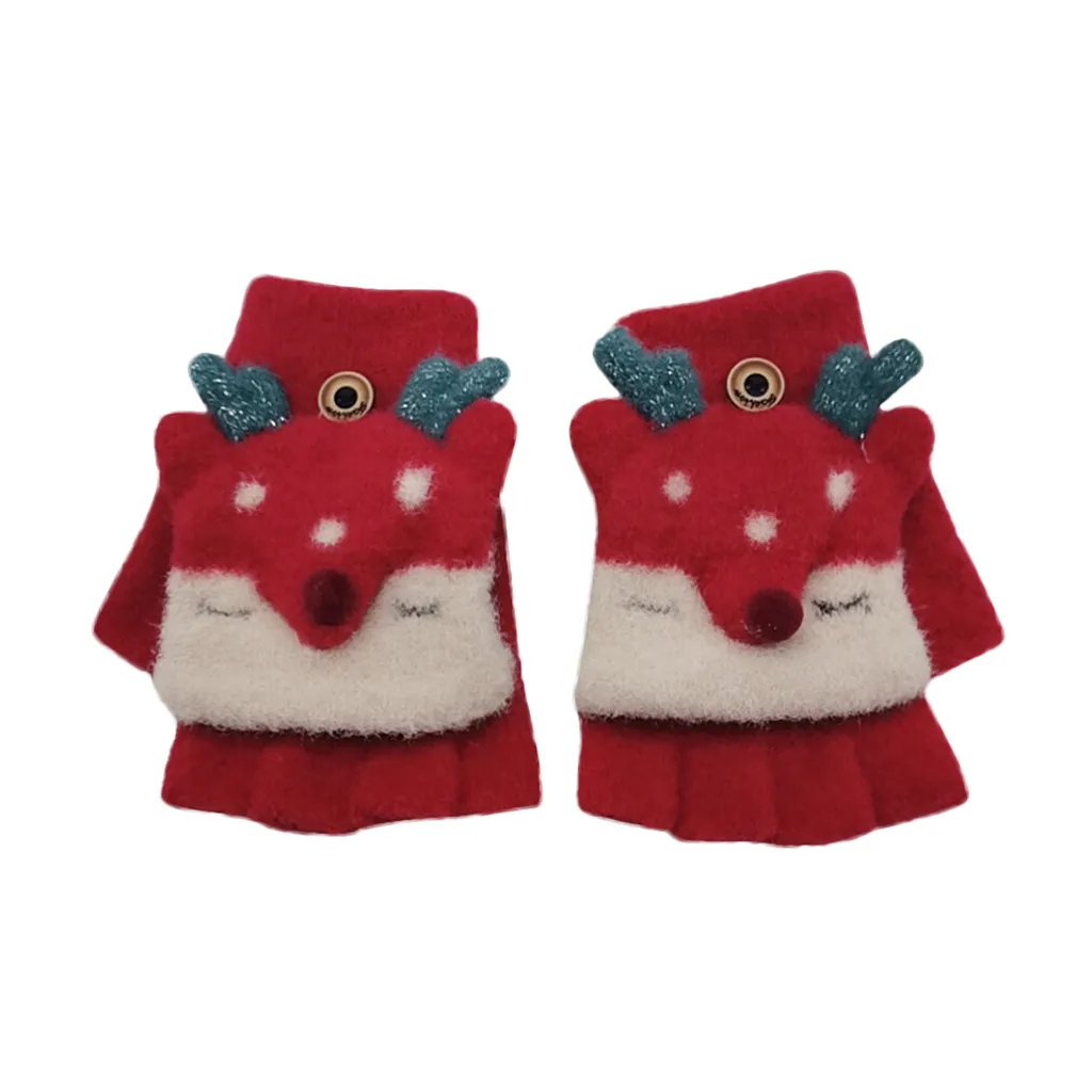 Детские зимние теплые рождественские полупальцевые рогатки для маленьких