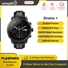 Оригинальные Смарт-часы Amazfit Stratos + флагманские часы ремешок из натуральной кожи сапфировое стекло Цветущий ремешок для телефона Android