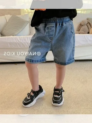 

Джинсовые брюки для девочек, летние, до колен, 2020, удобные, универсальные, однотонные, для мальчиков и девочек, красивые джинсовые шорты, брюк...