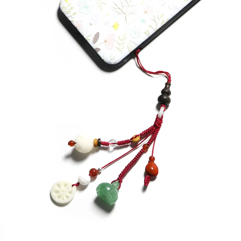 

handmade retro bodhi lotus pendant Hanfu cheongsam pressed card mobile phone chain pendant bag accessories keychain lanyard