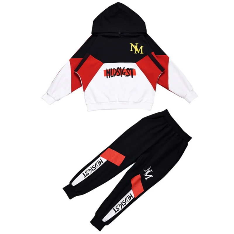 Fall Hip Hop Costume Children's Clothing Set Outfit Boys Long Sleeve Sports Suit Kids Hoodies+ Pants 2 Pcs Set Tracksuit
