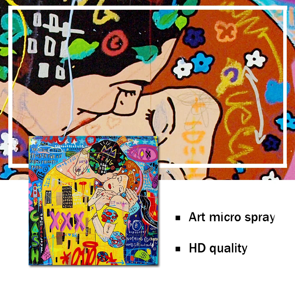 

Graffiti Clocks Lover Street Art Canvas Print Painting Abstract Figure Wall Picture for Living Room Home Decoration Unstretched