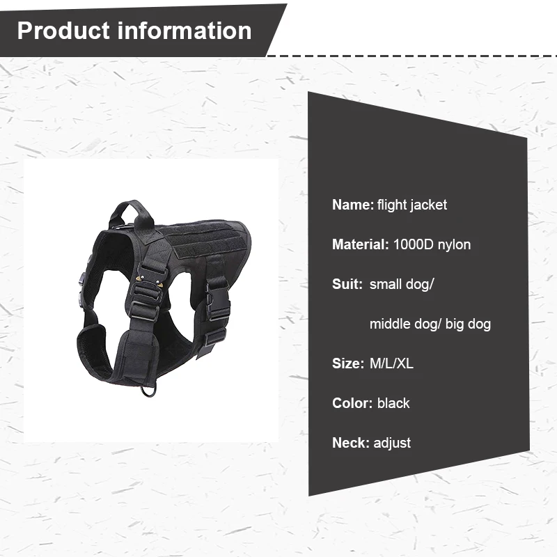 

Military Tactical Dog Harness Pet Training Dog Vest Metal Buckle German Shepherd K9 Dog Harness and Leash For Small Large Dogs