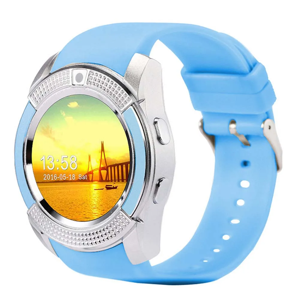 V8 круглые умные часы взрослая Мода карты Bluetooth телефон MP3 MP4 сенсорный Экран