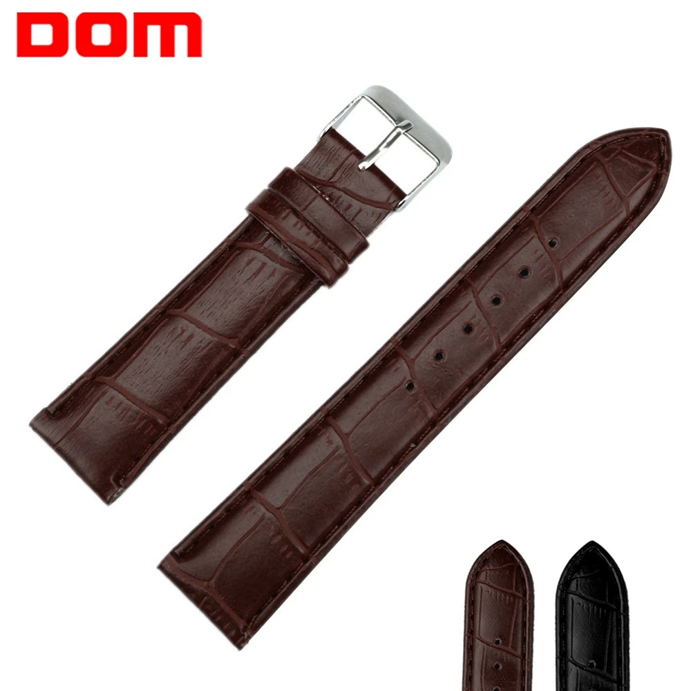 Ремешок для часов DOM черный коричневый из искусственной кожи 14 мм 16 18 20 22 24 |
