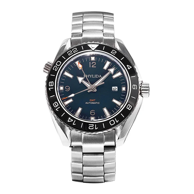 Мужские синие автоматические часы 43 5 мм GMT с двойным временем Sea master Ocean Tribute
