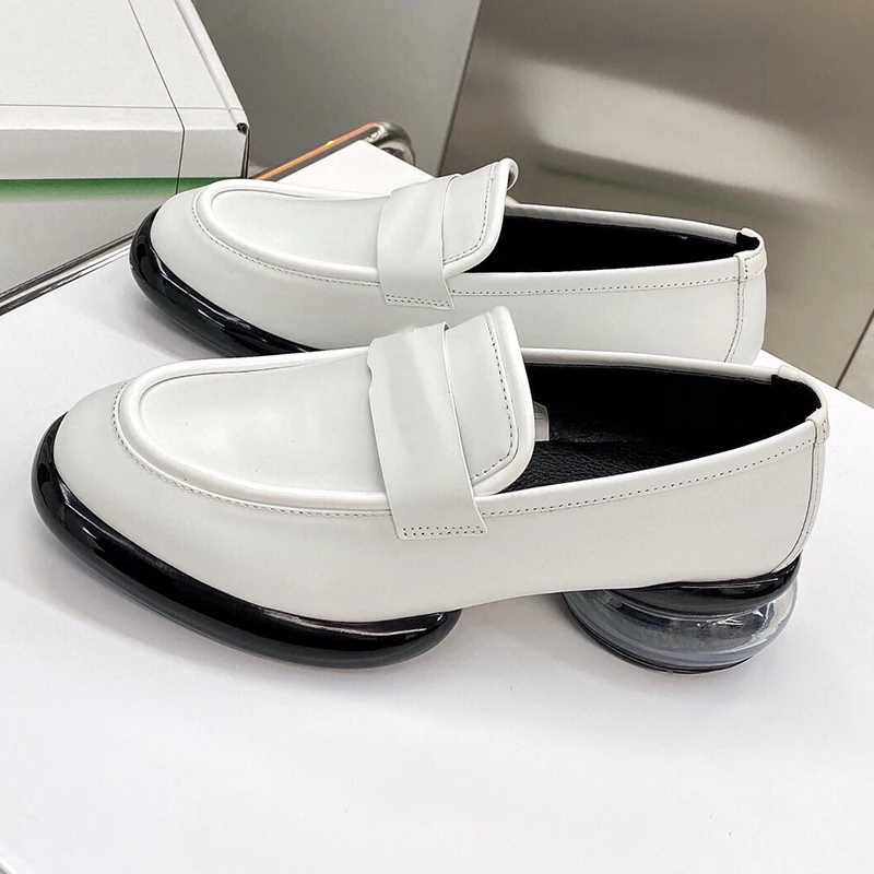 

Spring Autumn Flat Air Cushion Shoes Women's Fashion Real Leather Black White Concise Style 2021 New Comfortable Casual Shoes