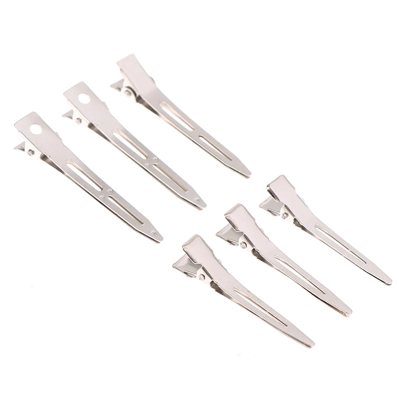 

50pcs/Pack Hairdressing Salon Hair Tools Silver Flat Metal Single Prong Alligator Hair Clips Barrette DIY Hairpin Accessory