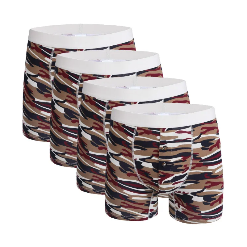 4Pcs 1145 Khaki Модное мужское хлопковое нижнее белье, Длинные боксеры, шорты, трусы, трусики, сексуальные боксеры, мужские трусы, шорты для мужчин размера плюс, нижнее белье - Цвет: 4Pcs 1145 Khaki