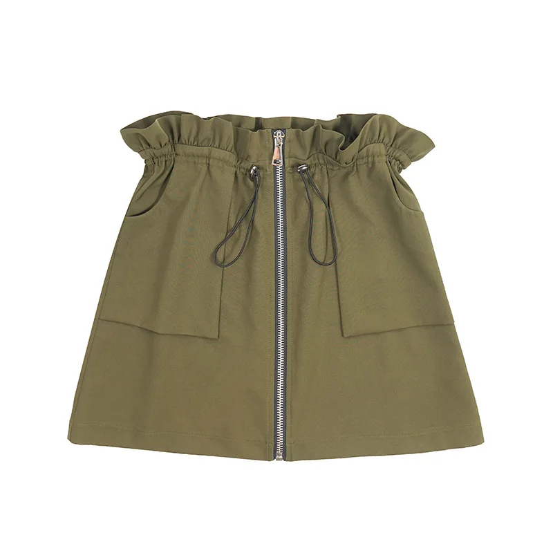 

Women's Casual Mini Skirt 2021 Korean Style Stitching A Line Pencil Short Skirt Female Summer Drawstring High Waist Sheath Skirt