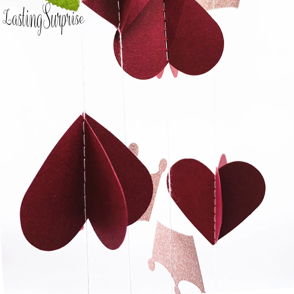 2 м Корона и 3D сердце день рождения стреймер блестящая бумага венок принцессы Girl 16