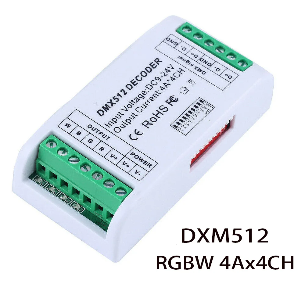 Новый Светодиодные ленты контроллер по протоколу DMX 512 декодер led RGB 3CH RGBW 4CH