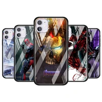 marvellegends iron man tempered glass cover for apple iphone 12 mini 11 pro xs max xr x 8 7 6s 6 plus phone case coque