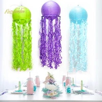 nicrolandee green purple blue jellyfish paper tassel lanterns under the sea party supplies baby shower boy birthday decoration