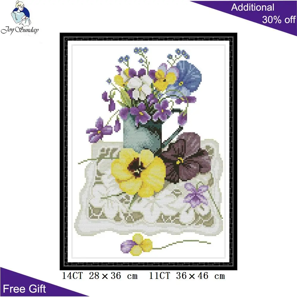 Joy Sunday ваза на кружевном коврике вышивка крестиком H800 14CT 11CT подсчитанный и
