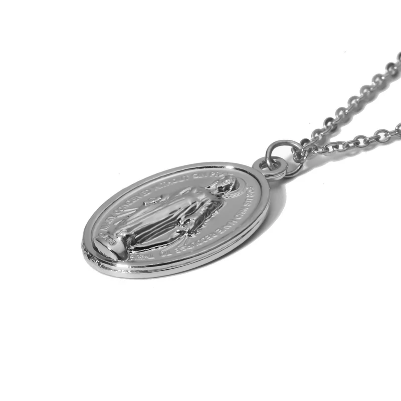 Новый Золотой Серебряный винтажный рельефный круглый кулон Иисуса модный свитер