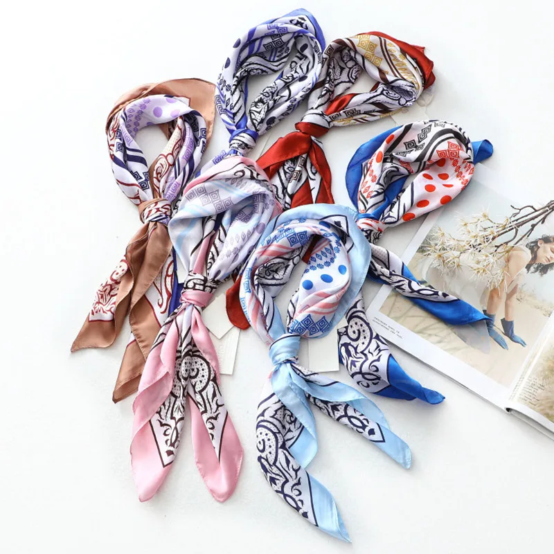 Silk Scarf Satin Bandana Women Fashion Luxury Hair Neck Scarves Designer Square 70cm Small Bohemian Paisley Ladies Head Kerchief |
