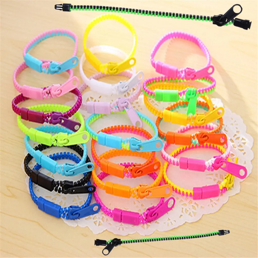 

10pcs/lot Zip Bracelet Bangles Metal Zipper Bracelet Fluorescent Neon Creative Gifts