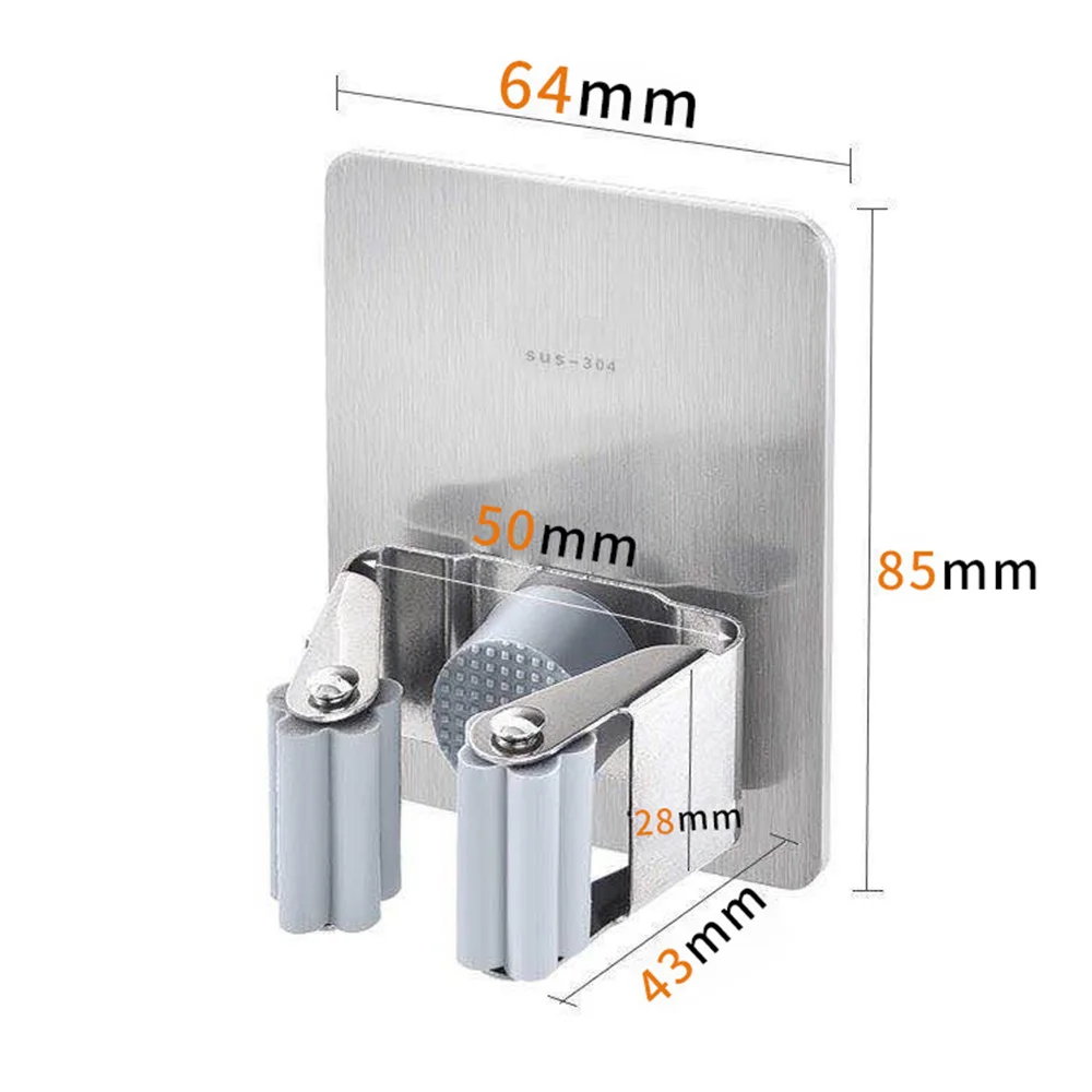 

304 stainless steel wall hooks punch-free multifunctional wall-mounted bathroom pendant storage rack clothing hooks mop clip