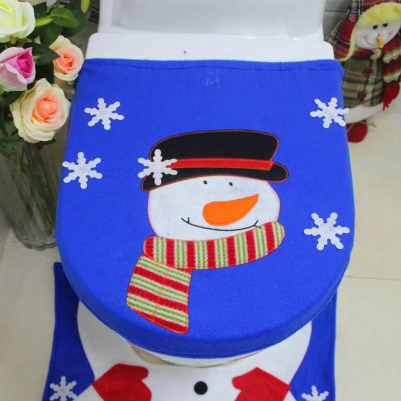 3 шт. уборная Туалет чехол для сиденья коврик Рождественский набор ванной