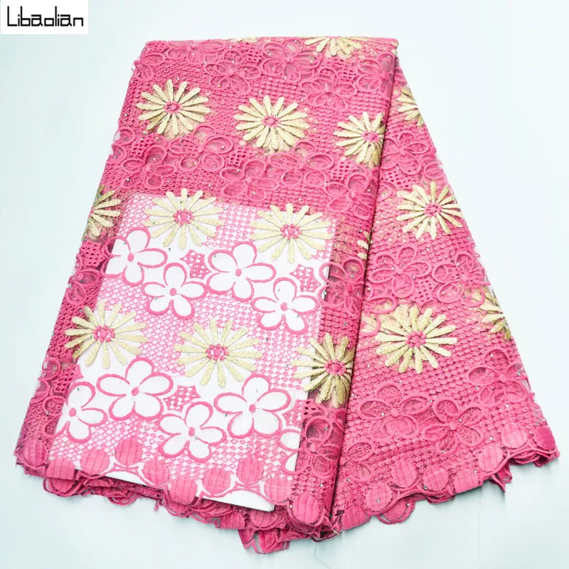 

African French Lace Fabric Women Fashion Pretty Red Good Quality net lace Embroidery French Tulle Lace For Wedding 5yards J27-19
