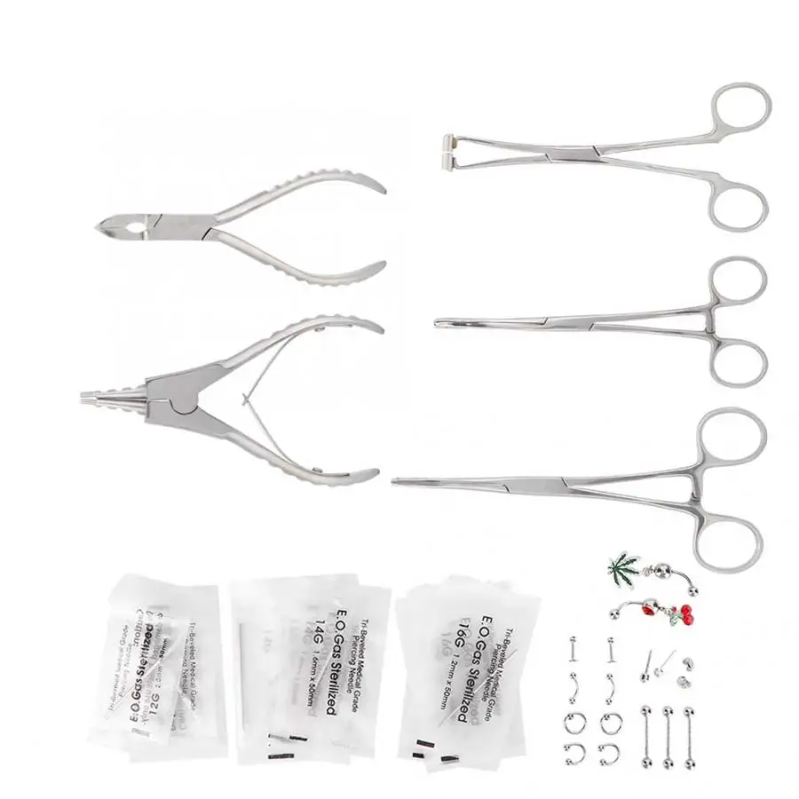 1 комплект Нержавеющая сталь пирсинг плоскогубцы для в язык бровь уха пупка нос