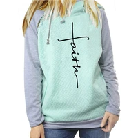 autumn winter womens clothing warm pullover sweatshirts patchwork long sleeve faith letter cross print female oversized hoodies