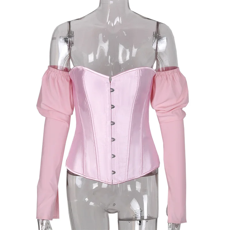 Стимпанк коричневый Пышное Платье с длинным рукавом со стальными косточками