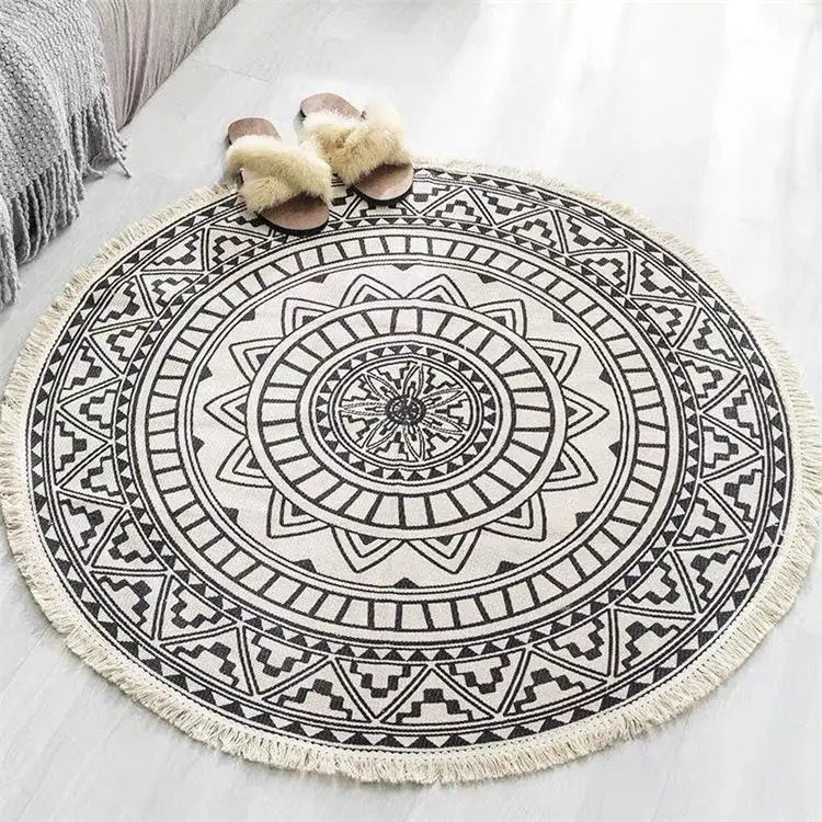 MANDALA Нордический марокканский круглый ковер в богемном этническом стиле, желтый ковер "мандала", для гостиной, хлопок, лен, большой ковер, современный классический - Цвет: MANDALA
