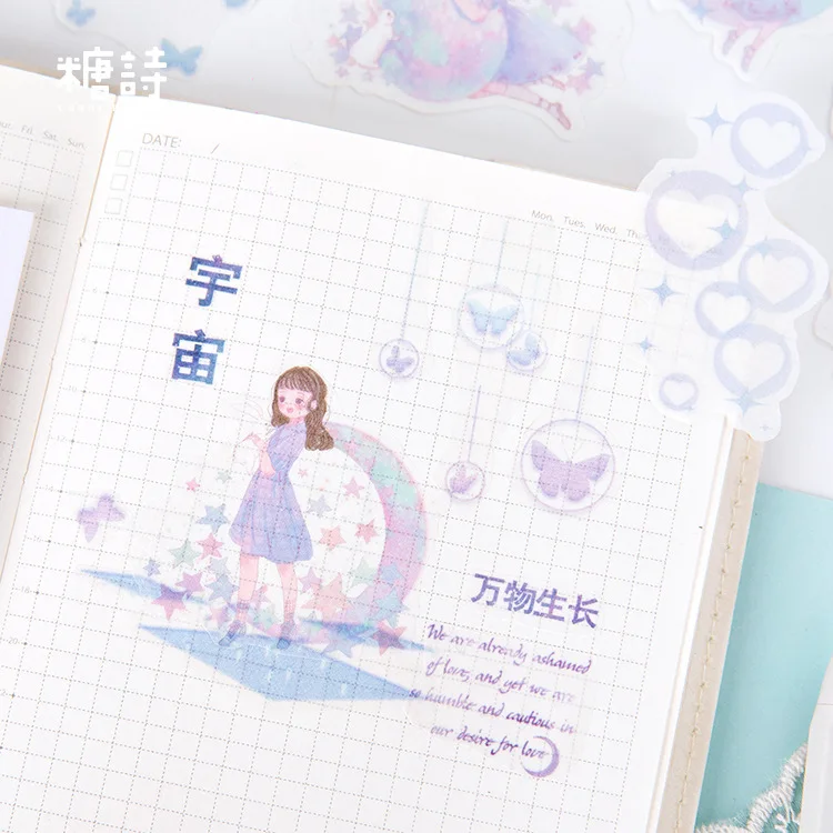 45 шт/1 упаковка Kawaii канцелярские наклейки Qingfeng Manor дорожные декоративные