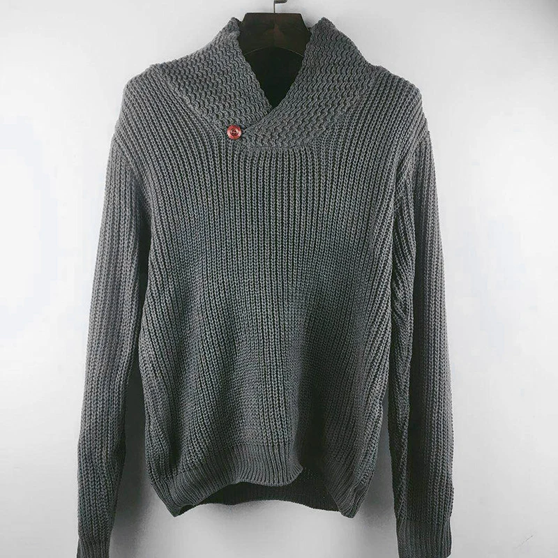 

Men Sweater Solid Color Pullover Sweater Soft Warm Knitted Top Winter Autumn K2