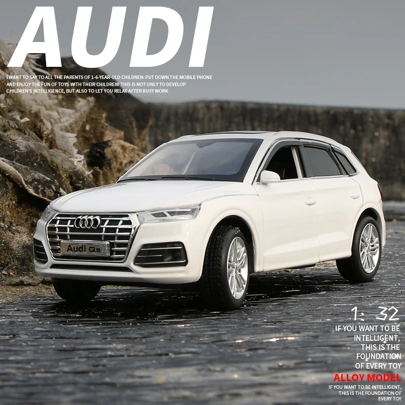 Новинка 1:32 Audi Q5 спортивный внедорожник из сплава Модель автомобиля с выдвижным