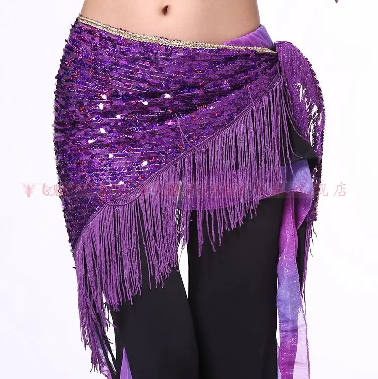 Платок женский для танца живота сетчатый платок с бахромой и блестками - купить