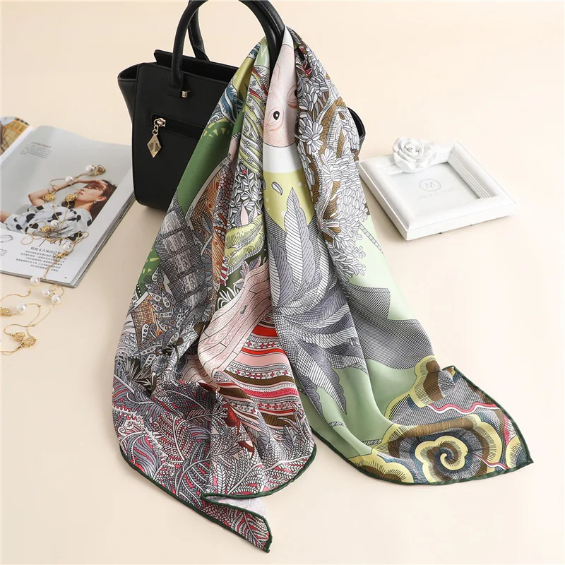 

Mulberry Scarf Women Silk Scarf Luxury Shawl Scarves Beach Cover-ups Bandana Hijabs Bufand de seda Foulard en soie solar playa