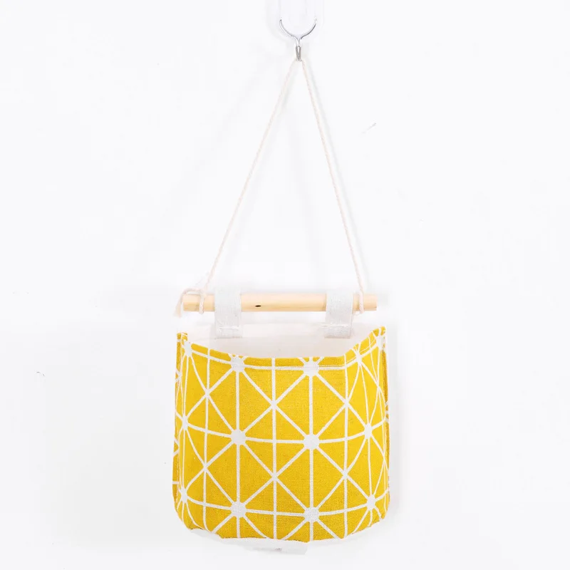 Настенная подвесная сумка для хранения из хлопка и льна с 3 карманами карман на