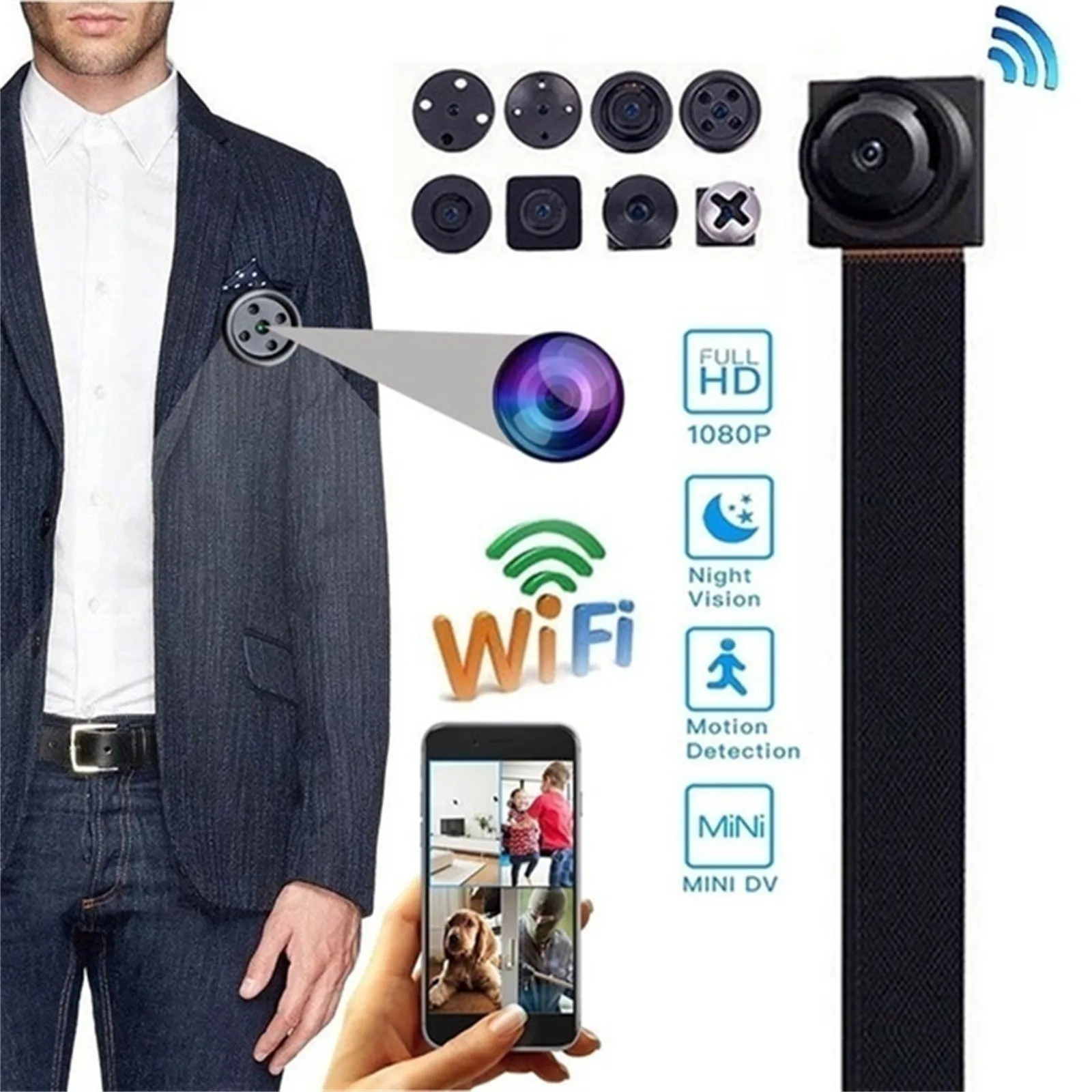 Портативная камера видеонаблюдения мини Wi Fi 1080P HD Беспроводная DV