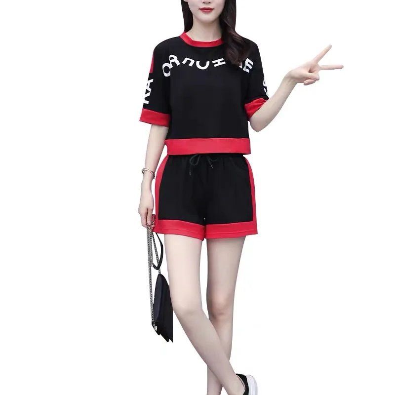 

Спортивный костюм для женщин, мода 2021 года, шорты большого размера, женская летняя одежда, свободная Спортивная одежда для бега, повседневны...