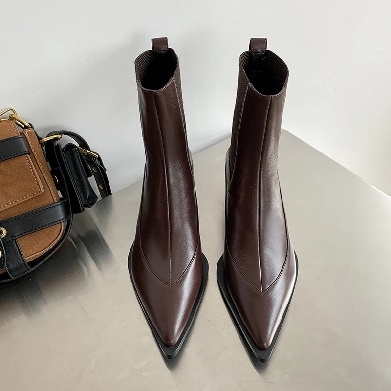 

SKLFGXZY New winter Genuine leather ankle Women boots fashion boots pointed Female boots pointed warm cowhide Women shoes