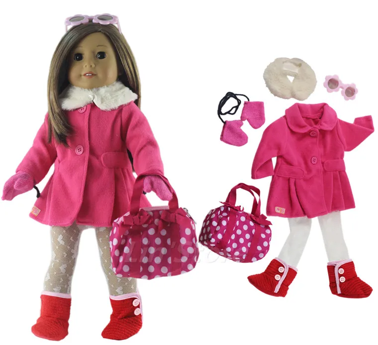 7 PCS Outfit G-1 Новейший модный кукольный комплект одежды, игрушечная одежда для 1", американская кукла, повседневная одежда, много стилей на выбор - Цвет: 7 PCS Outfit G-1