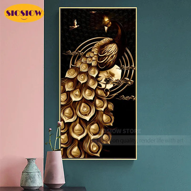 5D алмазная вышивка с животными 3D Алмазная живопись сделай сам Золотой Павлин