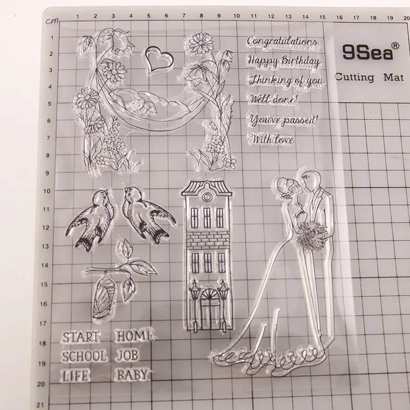 Романтические свадебные металлические высечки и прозрачные штампы резиновое