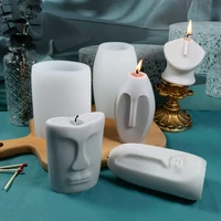easter island moai silicone candle mold nordic design face diy handmade aromatherapy candle ornaments portrait sculpture mould